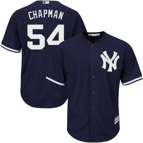 Yankees #54 Aroldis Chapman Navy Blue Alternate Stitched Youth MLB Jersey