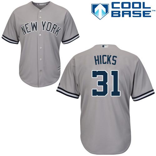 Yankees #31 Aaron Hicks Grey Cool Base Stitched Youth MLB Jersey