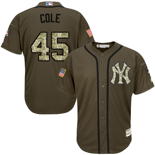 Yankees #45 Gerrit Cole Green Salute to Service Stitched Youth MLB Jersey