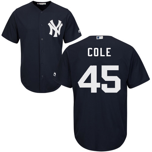 Yankees #45 Gerrit Cole Navy Blue New Cool Base Stitched Youth MLB Jersey