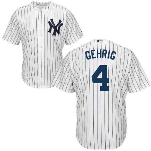 Yankees #4 Lou Gehrig White Cool Base Stitched Youth MLB Jersey