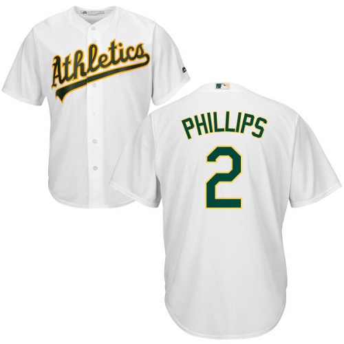 Athletics #2 Tony Phillips White Cool Base Stitched Youth MLB Jersey