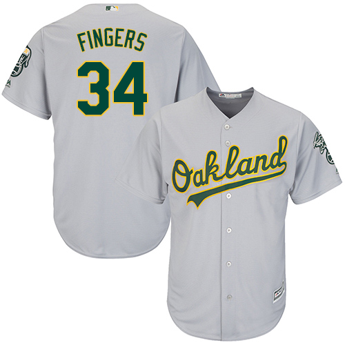 Athletics #34 Rollie Fingers Grey Cool Base Stitched Youth MLB Jersey
