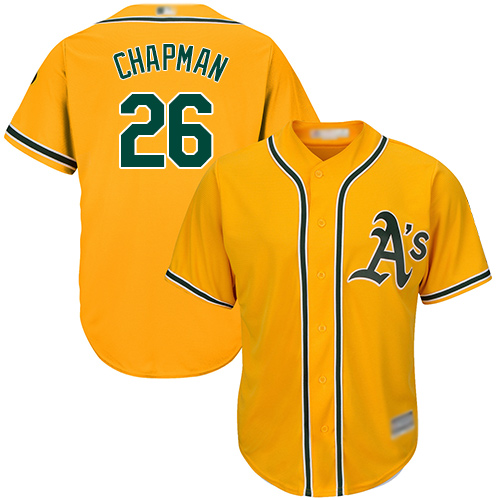 Athletics #26 Matt Chapman Gold Cool Base Stitched Youth MLB Jersey