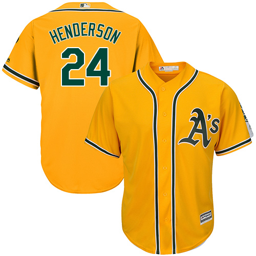 Athletics #24 Rickey Henderson Gold Cool Base Stitched Youth MLB Jersey