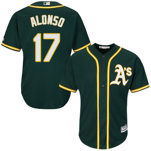 Athletics #17 Yonder Alonso Green Cool Base Stitched Youth MLB Jersey