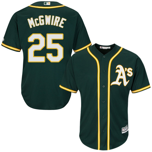 Athletics #25 Mark McGwire Green Cool Base Stitched Youth MLB Jersey