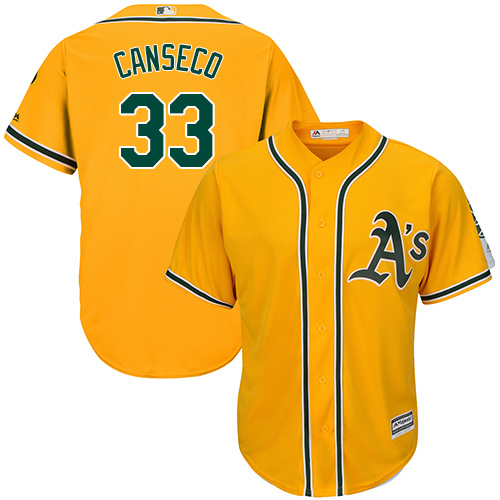 Athletics #33 Jose Canseco Gold Cool Base Stitched Youth MLB Jersey