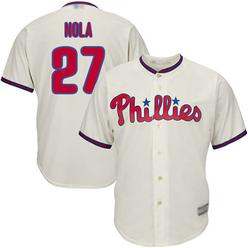 Phillies #27 Aaron Nola Cream Cool Base Stitched Youth MLB Jersey