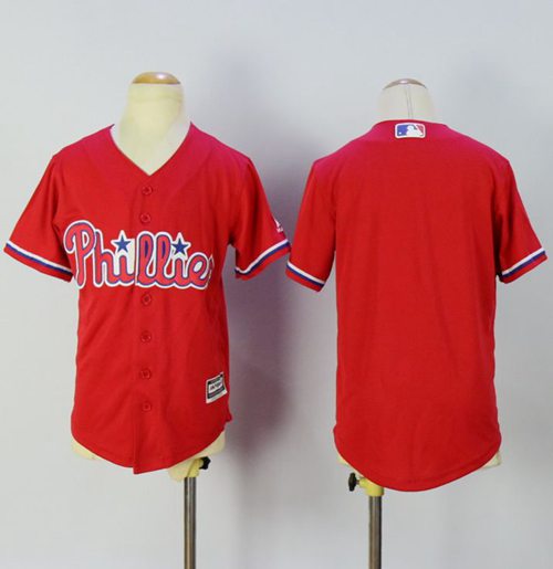 Phillies Blank Red Alternate Cool Base Stitched Youth MLB Jersey