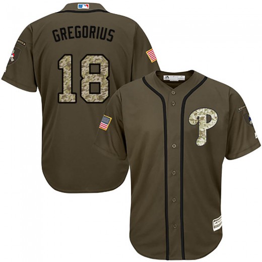 Phillies #18 Didi Gregorius Green Salute to Service Stitched Youth MLB Jersey