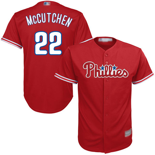 Phillies #22 Andrew McCutchen Red Cool Base Stitched Youth MLB Jersey