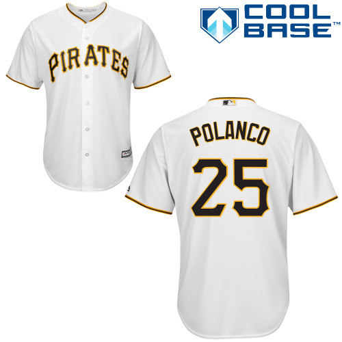 Pirates #25 Gregory Polanco White Cool Base Stitched Youth MLB Jersey
