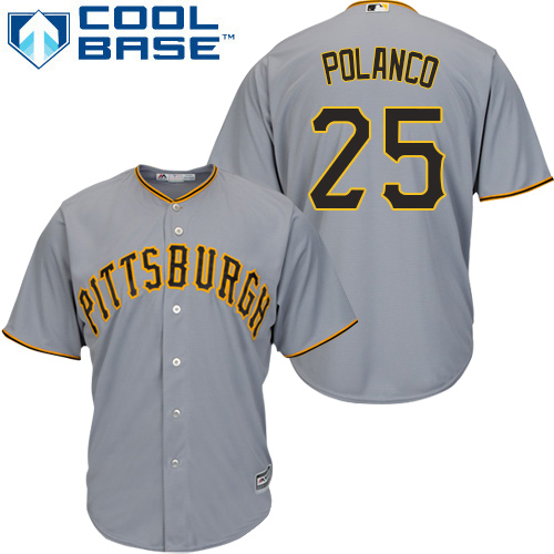 Pirates #25 Gregory Polanco Grey Cool Base Stitched Youth MLB Jersey