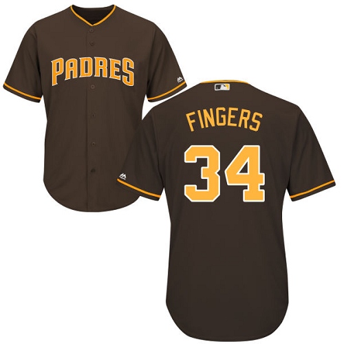 Padres #34 Rollie Fingers Brown Cool Base Stitched Youth MLB Jersey