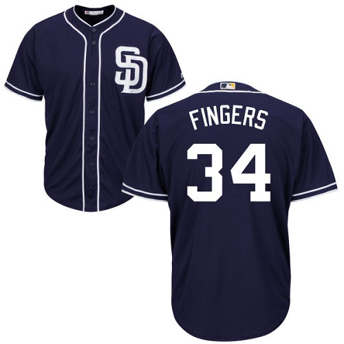 Padres #34 Rollie Fingers Navy blue Cool Base Stitched Youth MLB Jersey