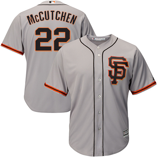Giants #22 Andrew McCutchen Grey Road 2 Cool Base Stitched Youth MLB Jersey