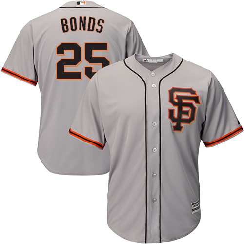 Giants #25 Barry Bonds Grey Road 2 Cool Base Stitched Youth MLB Jersey