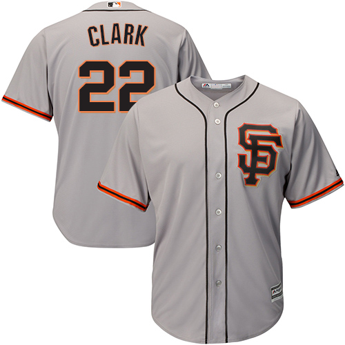 Giants #22 Will Clark Grey Road 2 Cool Base Stitched Youth MLB Jersey
