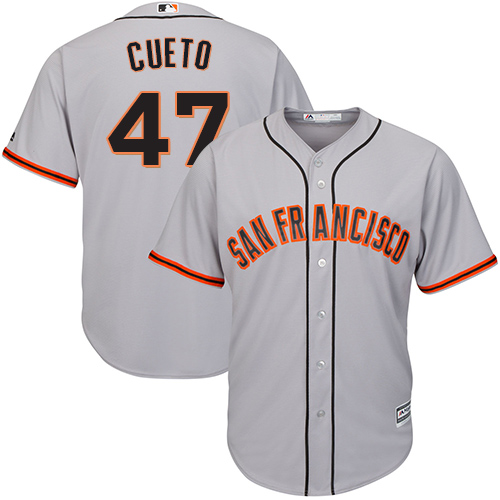 Giants #47 Johnny Cueto Grey Road Cool Base Stitched Youth MLB Jersey