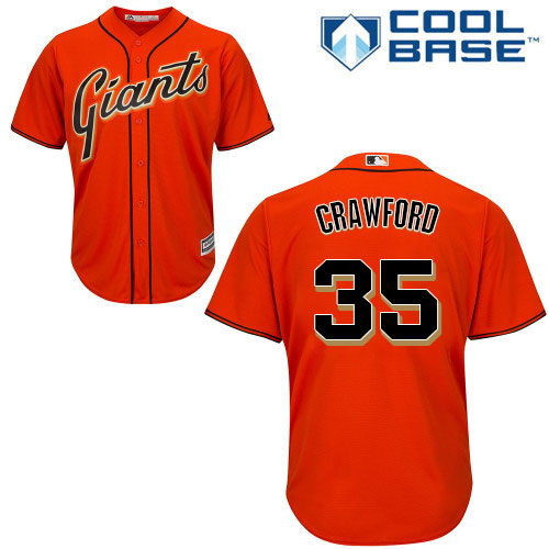 Giants #35 Brandon Crawford Orange Alternate Cool Base Stitched Youth MLB Jersey