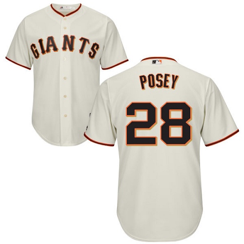 Giants #28 Buster Posey Cream Stitched Youth MLB Jersey