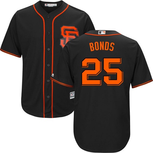 Giants #25 Barry Bonds Black Alternate Cool Base Stitched Youth MLB Jersey