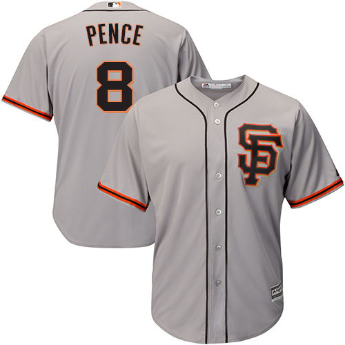 Giants #8 Hunter Pence Grey Road 2 Cool Base Stitched Youth MLB Jersey