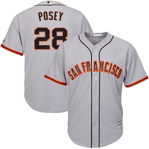 Giants #28 Buster Posey Grey Stitched Youth MLB Jersey