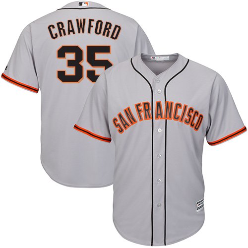 Giants #35 Brandon Crawford Grey Road Cool Base Stitched Youth MLB Jersey