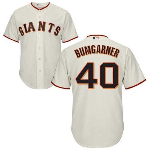 Giants #40 Madison Bumgarner Cream Stitched Youth MLB Jersey