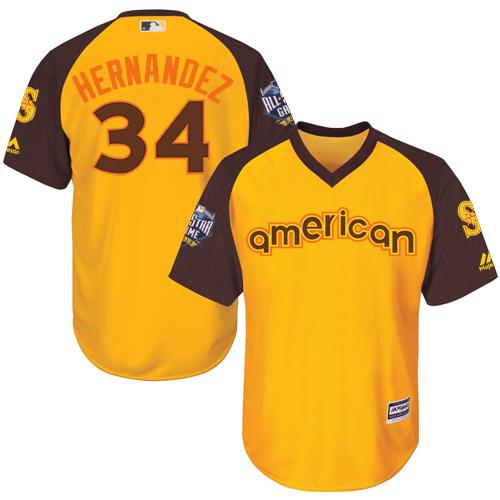 Mariners #34 Felix Hernandez Gold 2016 All-Star American League Stitched Youth MLB Jersey