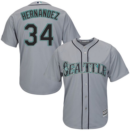 Mariners #34 Felix Hernandez Grey Cool Base Stitched Youth MLB Jersey