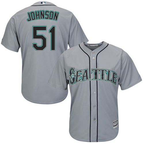 Mariners #51 Randy Johnson Grey Cool Base Stitched Youth MLB Jersey