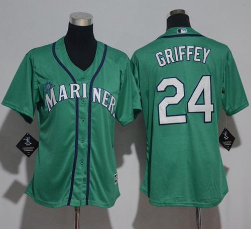 Mariners #24 Ken Griffey Green Cool Base Stitched Youth MLB Jersey