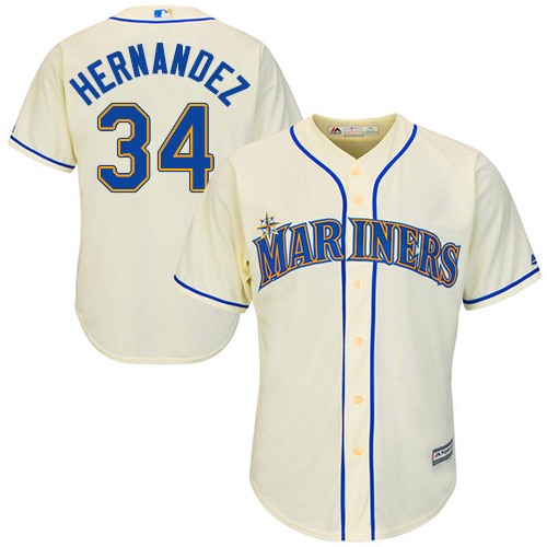 Mariners #34 Felix Hernandez Cream Cool Base Stitched Youth MLB Jersey