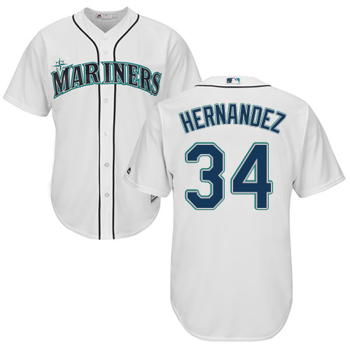 Mariners #34 Felix Hernandez White Cool Base Stitched Youth MLB Jersey