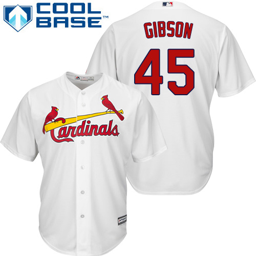 Cardinals #45 Bob Gibson White Cool Base Stitched Youth MLB Jersey