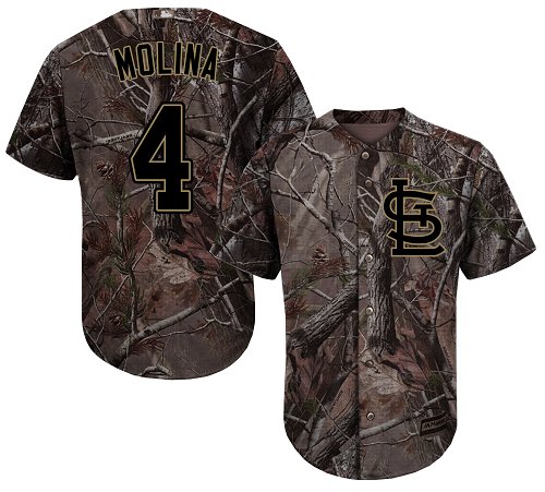Cardinals #4 Yadier Molina Camo Realtree Collection Cool Base Stitched Youth MLB Jersey