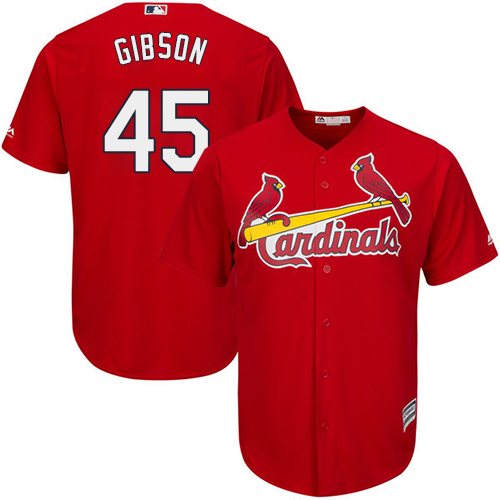 Cardinals #45 Bob Gibson Red Cool Base Stitched Youth MLB Jersey