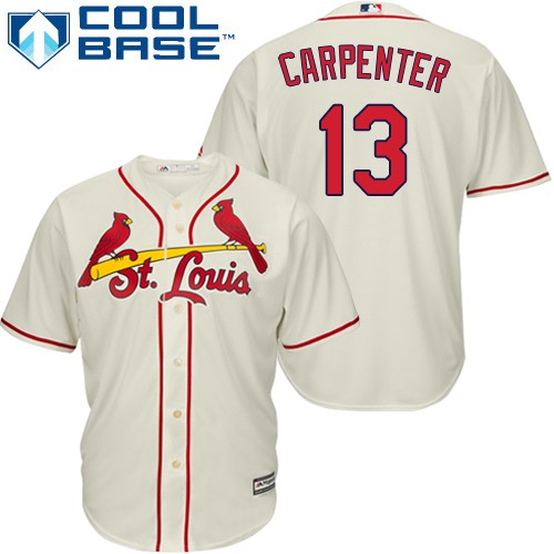 Cardinals #13 Matt Carpenter Cream Cool Base Stitched Youth MLB Jersey