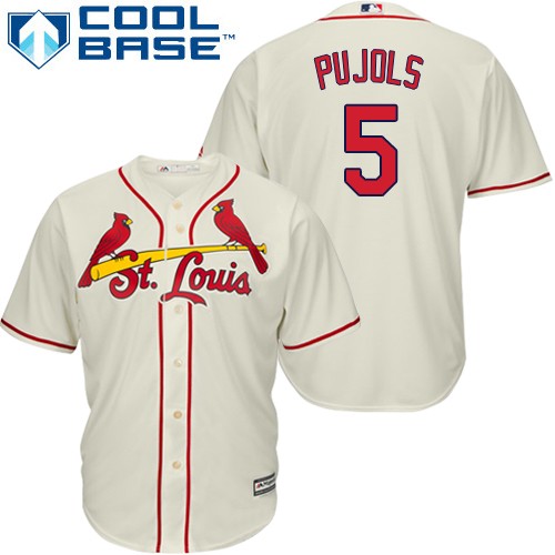Cardinals #5 Albert Pujols Cream Cool Base Stitched Youth MLB Jersey