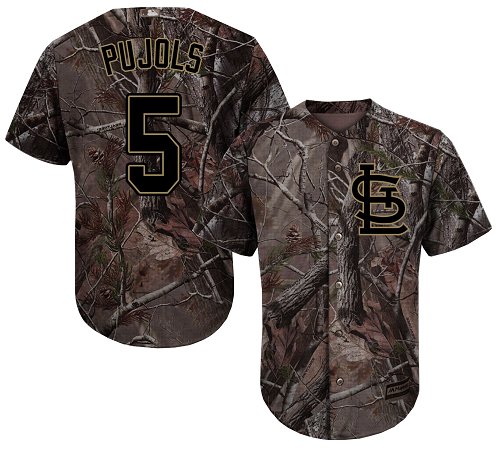 Cardinals #5 Albert Pujols Camo Realtree Collection Cool Base Stitched Youth MLB Jersey