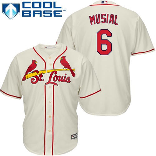 Cardinals #6 Stan Musial Cream Cool Base Stitched Youth MLB Jersey