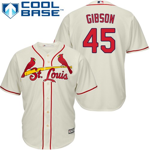 Cardinals #45 Bob Gibson Cream Cool Base Stitched Youth MLB Jersey