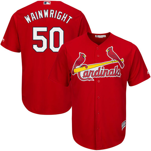 Cardinals #50 Adam Wainwright Red Cool Base Stitched Youth MLB Jersey