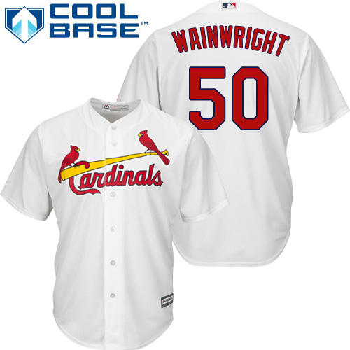 Cardinals #50 Adam Wainwright White Cool Base Stitched Youth MLB Jersey