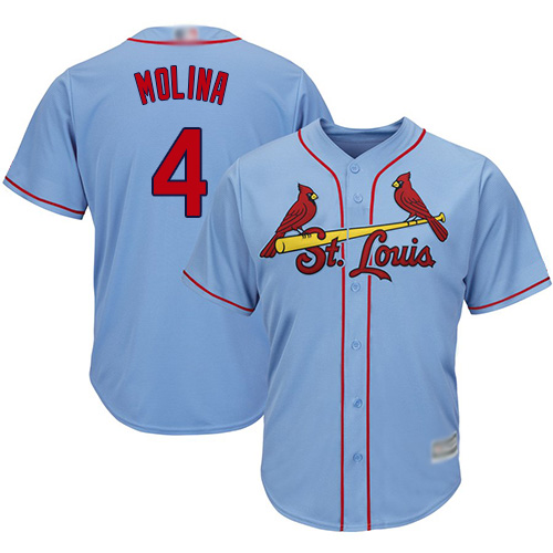 Cardinals #4 Yadier Molina Light Blue Cool Base Stitched Youth MLB Jersey
