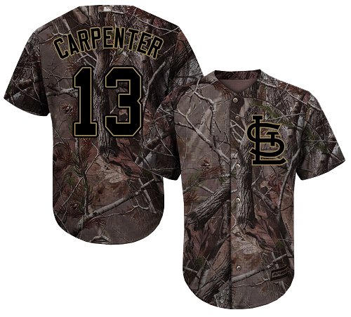 Cardinals #13 Matt Carpenter Camo Realtree Collection Cool Base Stitched Youth MLB Jersey