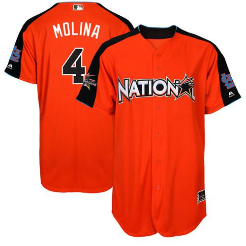 Cardinals #4 Yadier Molina Orange 2017 All-Star National League Stitched Youth MLB Jersey